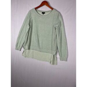Mixed Media Sweater Women L Green Layered Knit Wool Blend, The Limited, Feminine